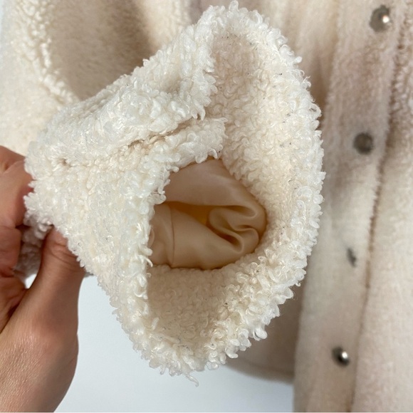 Blank NYC Sherpa Shacket Shirt Jacket Women Size Medium Cream Chunky BlankNYC - Picture 14 of 15